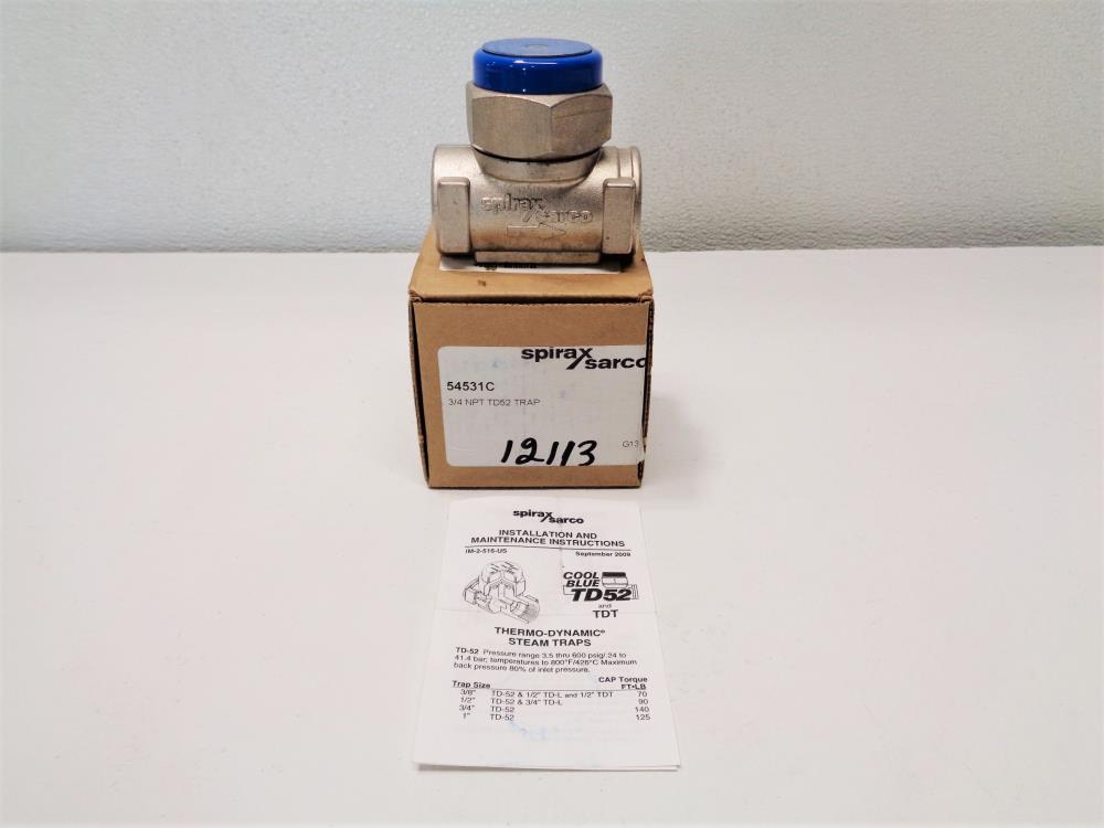 Spirax Sarco TD52 Thermodynamic Steam Trap 3/4" NPT #54531C